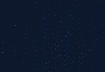 Dark BLUE vector backdrop with english symbols.