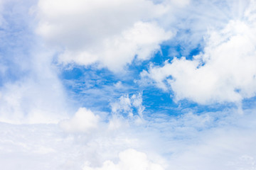 Naklejka na ściany i meble Bright blue sky and white cloudy for background.
