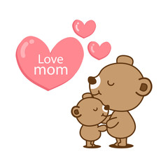 Happy Mother&rsquo;s day. Mother bear hugging little baby. 
