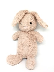 Old rabbit doll isolated on white background.
