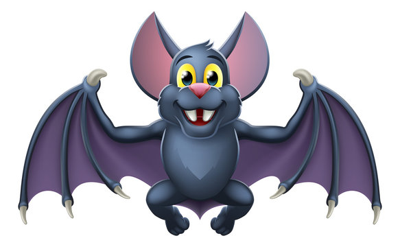 A cute Halloween vampire bat animal cartoon character