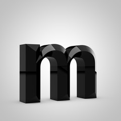 Black glossy chiseled letter M lowercase