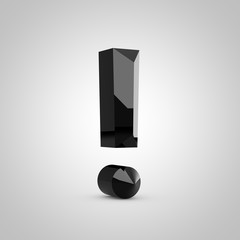 Black glossy chiseled exclamation point symbol