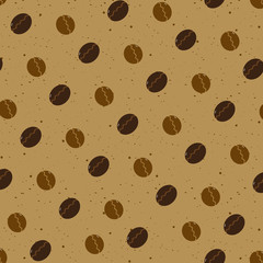 Vector illustration seamless pattern with coffee bean.