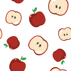 Seamless pattern with apples. Vector illustration apple wallpaper.