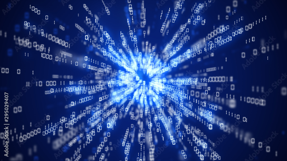 Poster digital code background number zero and one running cloud computing technology concept