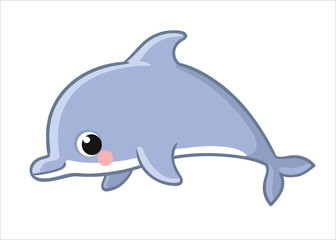 Cute dolphin isolated on a white background. Vector illustration with sea anima