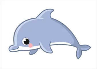 Tuinposter Cute dolphin isolated on a white background. Vector illustration with sea anima © svaga