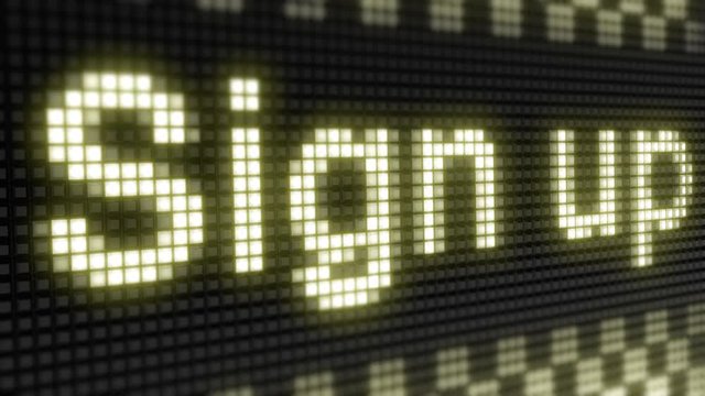 Sign Up icon in the Screen. Looping footage has 4K Resolution with Encoder Prores 4444. Great Quality.