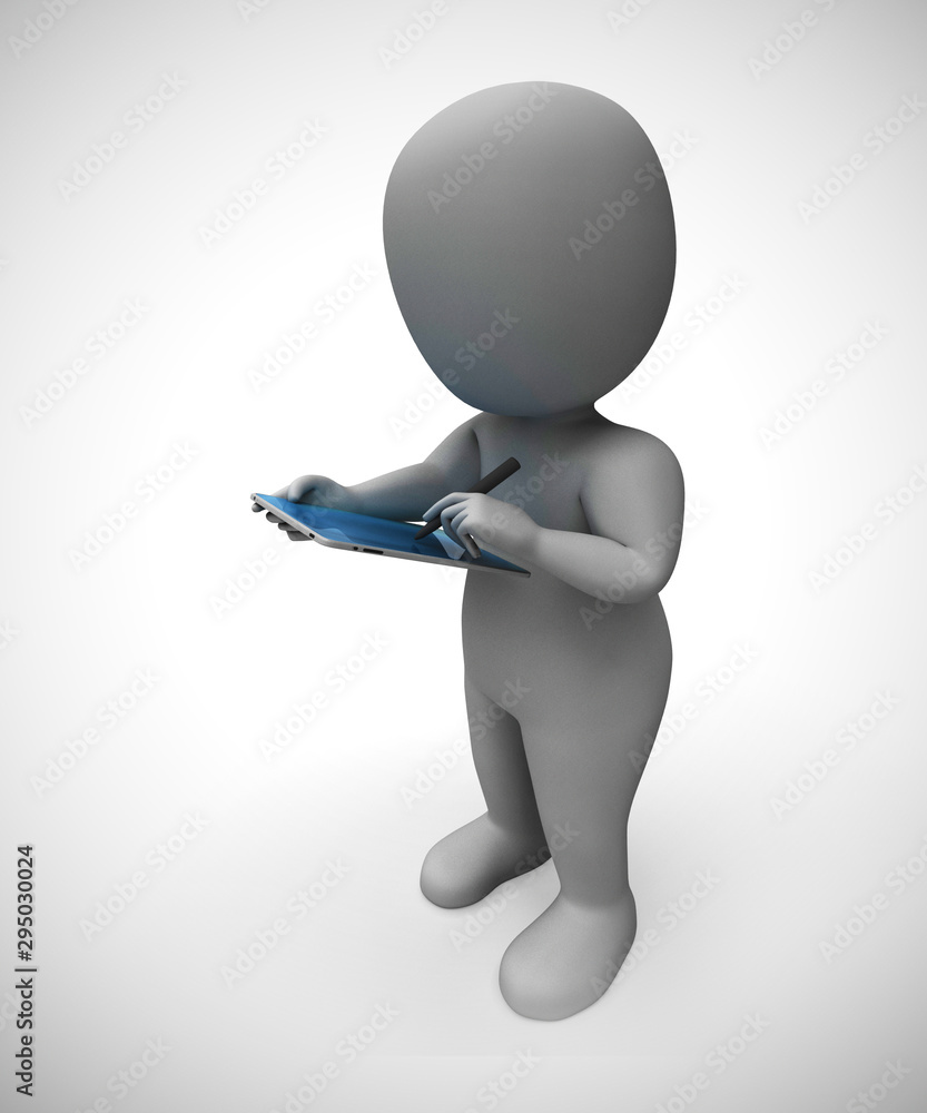 Aufkleber tablet computer or touchpad for portable data work - 3d illustration
