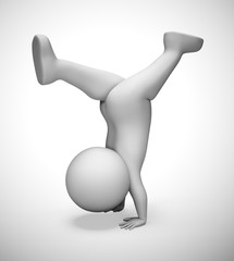 Handstand exercise icon means working out in the gym - 3d illustration