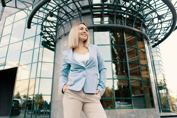 Successful business woman in blue suit