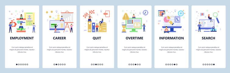 Website and mobile app onboarding screens vector template