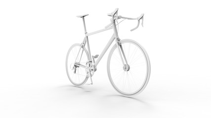 3d rendering of a race sports bicycle isolated in white background