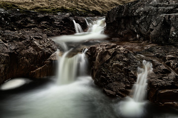Waterfall on the river Etive, United Kingdom, Scotland, Glencoe Mountain