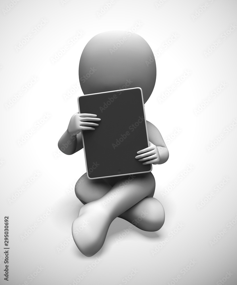 Aufkleber tablet computer or touchpad for portable data work - 3d illustration