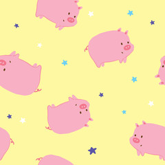 Vector illustration animal doodle with pastel color.. Seamless pattern
