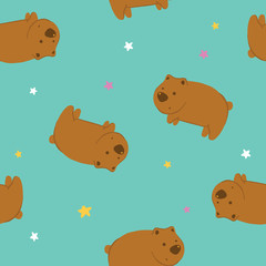 Vector illustration animal doodle with pastel color.. Seamless pattern