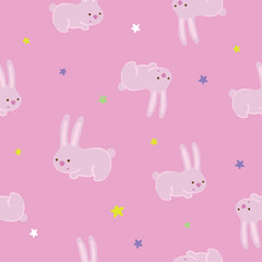 Vector illustration animal doodle with pastel color.. Seamless pattern