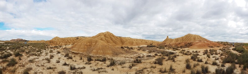 Fototapeta na wymiar The Bardenas Reales is a semi-desert natural region or badlands in the southeast of Navarre.