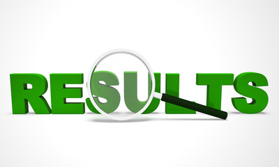 Results concept icon means conclusions performance or evaluation - 3d illustration