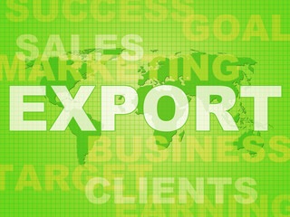 Export concept icon showing exportation of goods and products - 3d illustration