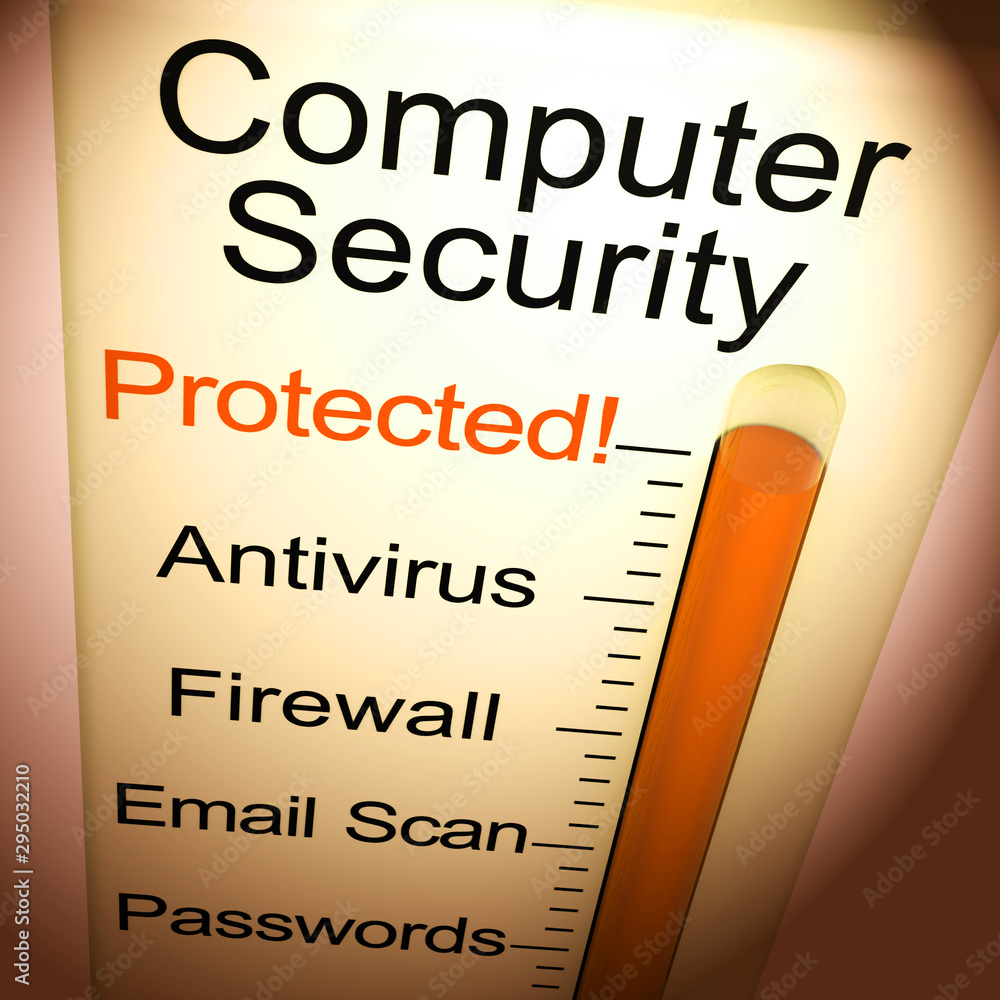 Poster cybersecurity or computer security encryption to guard against attack - 3d illustration
