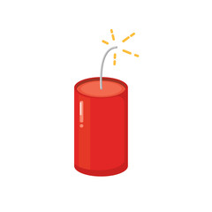 vector red bomb with fire on white background.