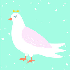 Cute dove, bird, art, vector illustration