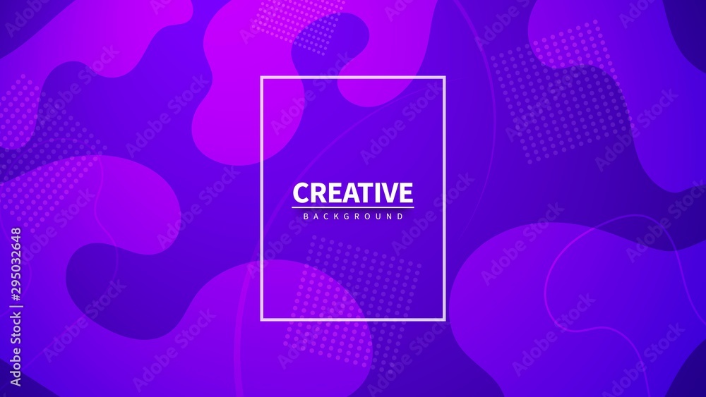 Poster Liquid purple color background design. Trendy abstract backdrop. Ready futuristic background for use in web or print design. Fluid gradient shapes composition.