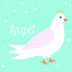 Cute dove, bird, art, vector illustration