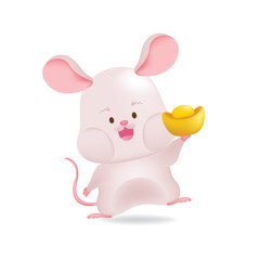 Cute rat on white background. Chinese new year. Year of rat.