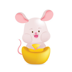Cute rat on white background. Chinese new year. Year of rat.