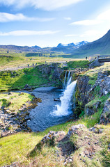 Obraz na płótnie Canvas Kirkjufell Waterfalls in Snaefellnes Peninsula, Iceland