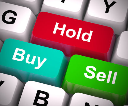 Hold buy or sell buttons for trading in the stock market - 3d illustration