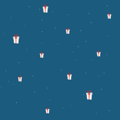 Fototapeta na wymiar Seamless pattern Christmas wallpaper. Minimal balloon on dark blue background