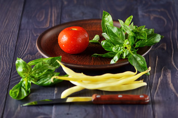 Fresh asparagus on a dark background.Vegetables are food for gourmets and vegetarians
