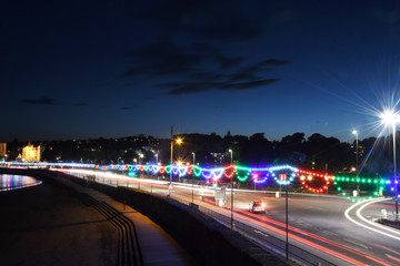 traffic in the city at night in torbay