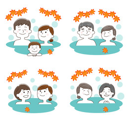 温泉に入る人たち