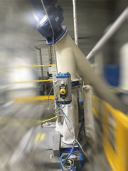 Warehouse interior industrial environment with machines