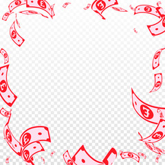 British pound notes falling. Random GBP bills on t