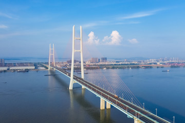 Fototapeta na wymiar aerial view of cable-stayed bridge