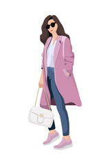 Women dressed in stylish trendy clothes - female fashion illustration