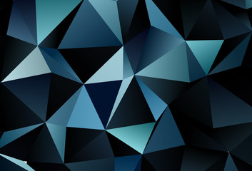 Dark BLUE vector background with triangles.