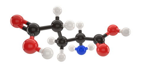 Glutamic acid molecule structure 3d illustration with clipping path