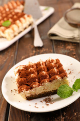tiramisu cake with cocoa and biscuit