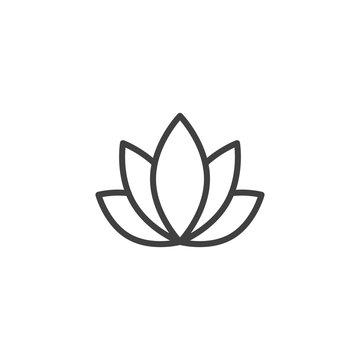 Lotus flower line icon. linear style sign for mobile concept and web design. Aromatherapy and spa therapy outline vector icon. Spa salon symbol, logo illustration. Vector graphics