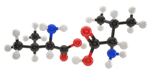 Valine molecule structure 3d illustration with clipping path
