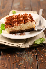 tiramisu cake with cocoa and biscuit