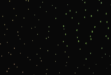 Dark Green, Red vector pattern with symbols of currency.